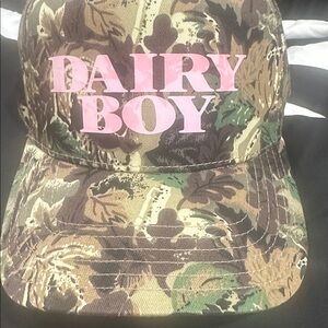 Dairy Boy Camo Cap with Pink Lettering